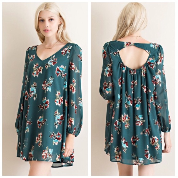 ❗️CLEARANCE❗️Green Floral  Tunic Dress S M L - Picture 2 of 4