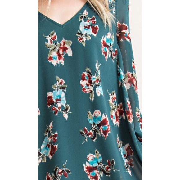 ❗️CLEARANCE❗️Green Floral  Tunic Dress S M L - Picture 4 of 4