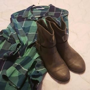 Grey flat ankle boots