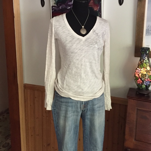 Sequin detail heather long sleeve shirt 1