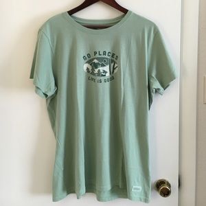 Women's Green "Go Places" Life is Good T-Shirt