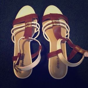 White and brown wedges size 9!