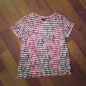 Topshop stripe Cat tshirt