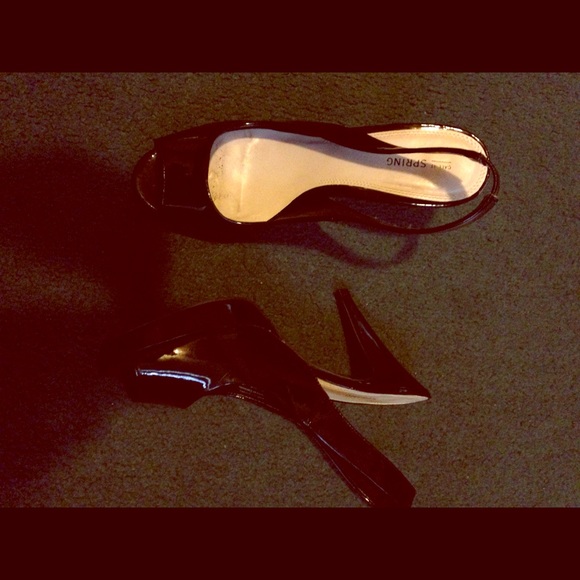 Black patent leather stilettos size 10