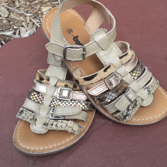 Animal print leather sandals, purchased in France