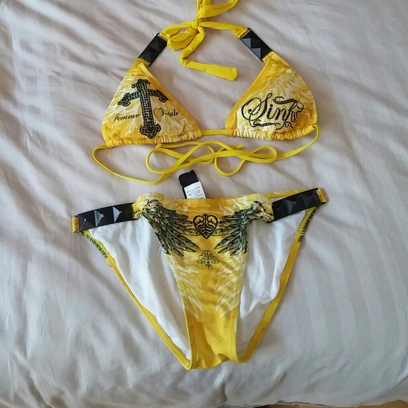 Sinful yellow bikini