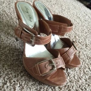 Brown strappy heels