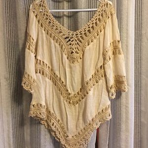 Bohemian cream knit top