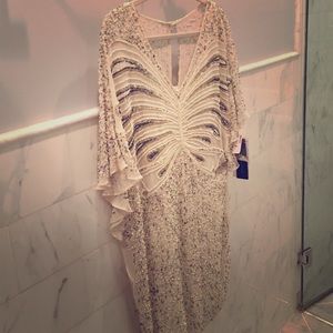 Beaded Aidan Mattox sheer double layer dress!