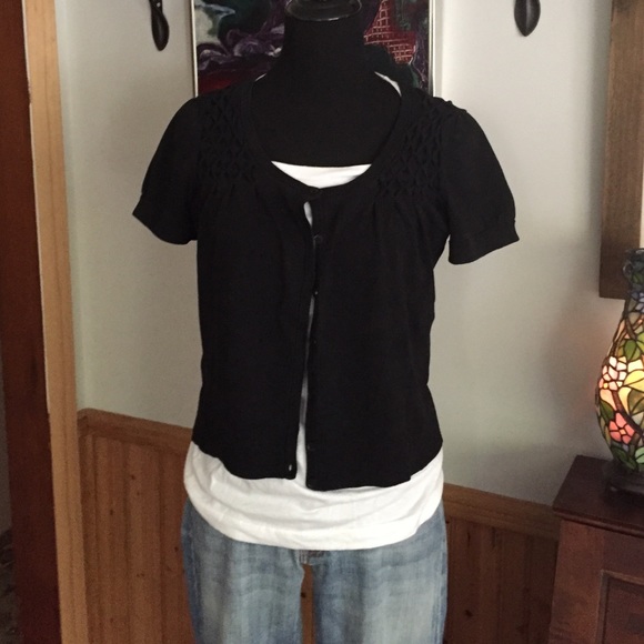 Black short sleeve cardigan 1
