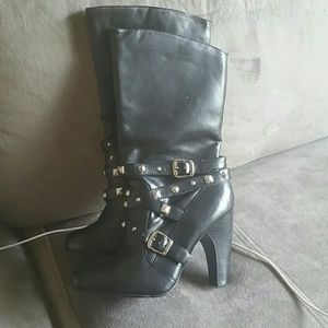 Black "leather" boots.