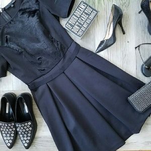 ELIE TAHARI black Faux-Fur Dress