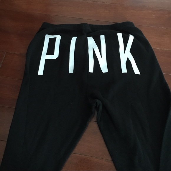 Pink "waffle style" black skinny sleep pants