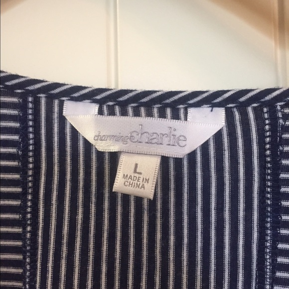 🔴 Charming Charlie blue striped tank top - Picture 3 of 4