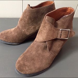 Lucky Brand suede wedge ankle boots