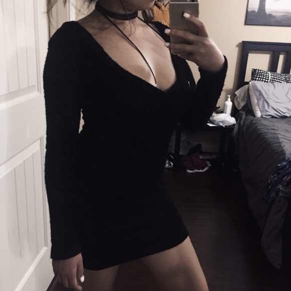 Young Fabulous &Brooke Black Knit Sweater Dress