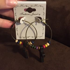 Hoop cross earrings