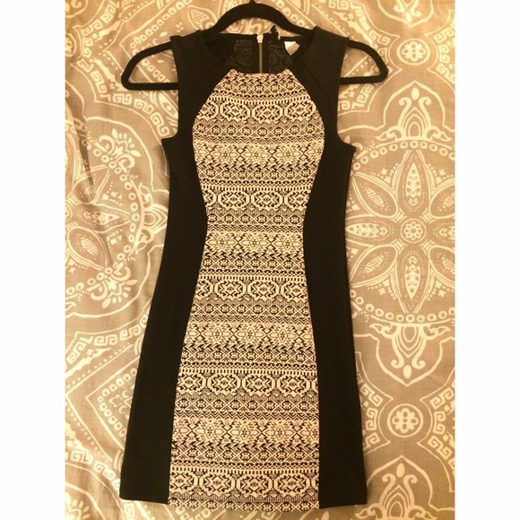 H&M mini black and cream dress