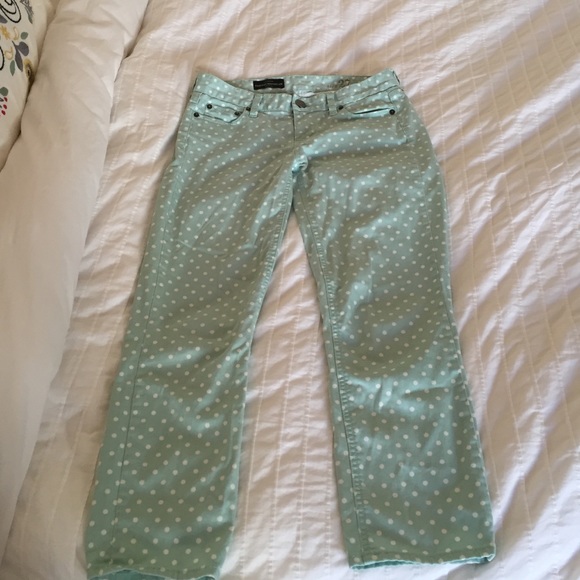 J.Crew cropped sea foam green polka dot pants