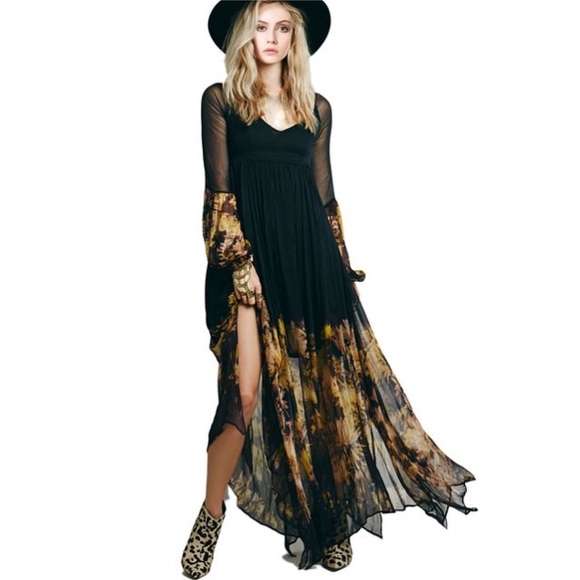 Long chiffon flower dress