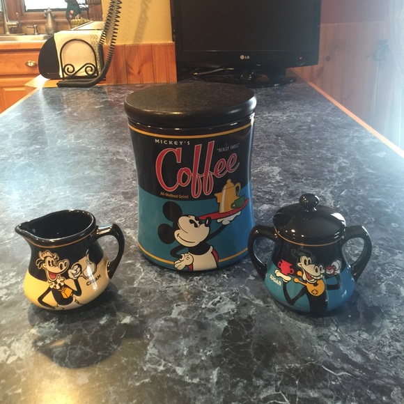 Disney coffee canister with sugar and creamer set