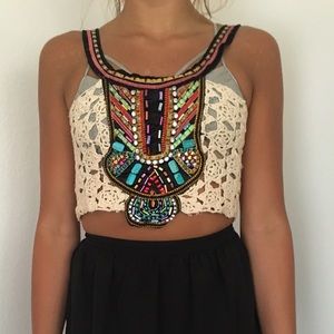Signature 8 Crochet Beaded Crop Top