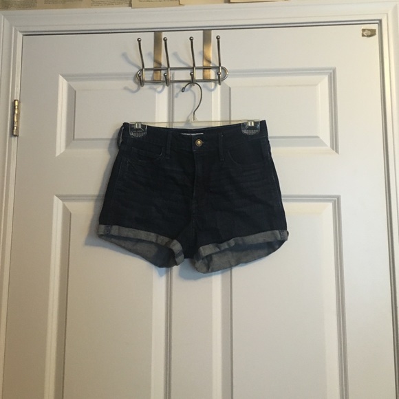 Hollister dark wash high waisted shorts
