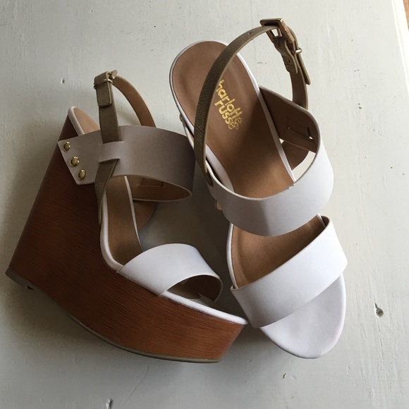 Charlotte Russe wedge white gold sandals