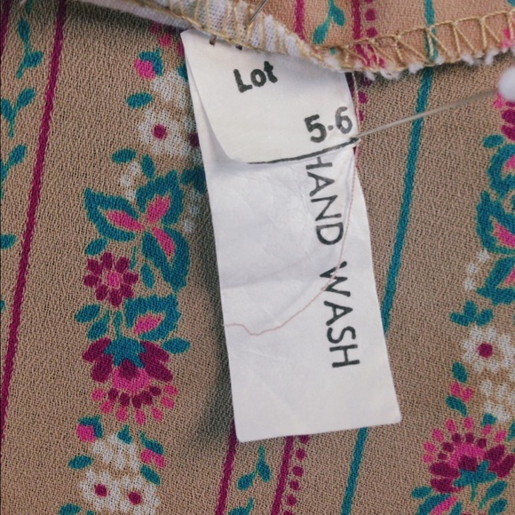 VTG ~70s Tan Floral Day Dress - Picture 3 of 3