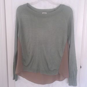Light green and tan long sleeved shirt