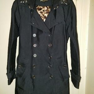 Studded double-breasted trench coat