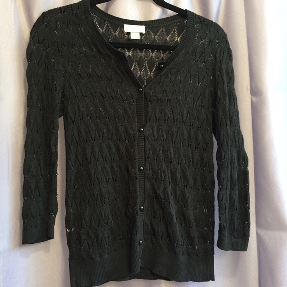 LOFT black crochet cardigan
