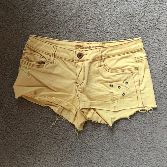 Yellow denim jean shorts