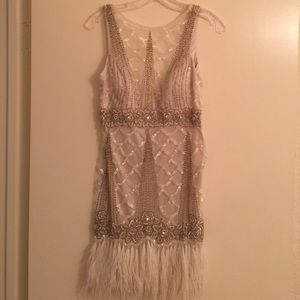 Beaded white feather dress