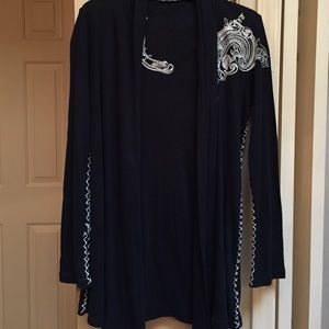 Embroidered open tunic