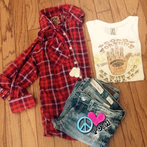 ❤️ Red Camel Flannel Shirt ❤️ - Picture 2 of 3