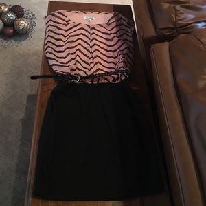 Pink and black chevron dress