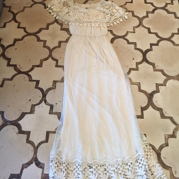 White maxi off the shoulder
