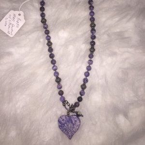 Purple heart pendant necklace