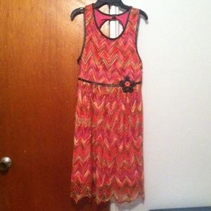 Bonnie Jean Crochet Zig Zag Print Dress