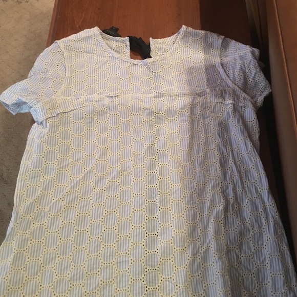 J crew eyelet blue and white shirt