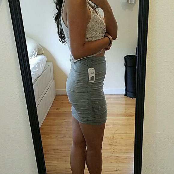 Grey high waisted mini skirt