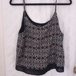 White, black, and red patterned tank top