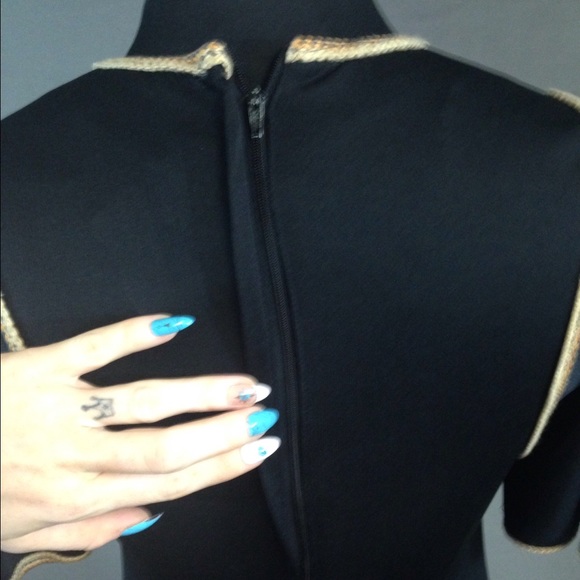 🎃🎃🎃Vintage Vtg ~70s black embellished dress - Picture 2 of 3