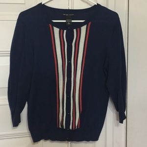 New York & Company Striped Front Cardigan Sweater