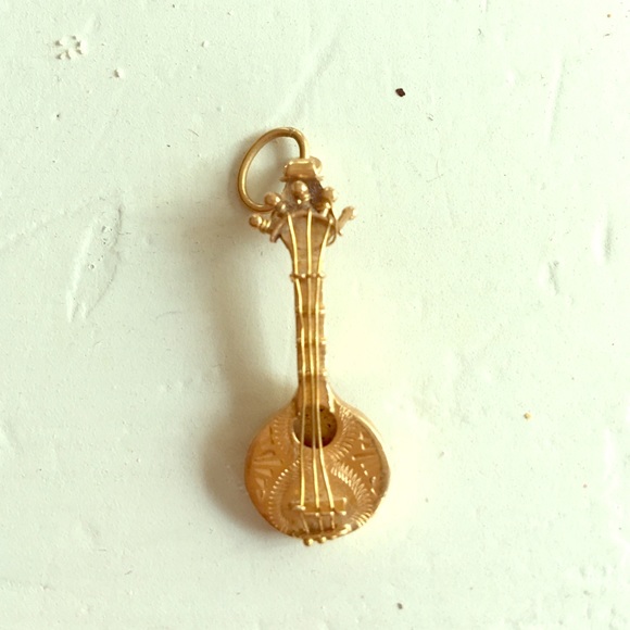 Vintage gold mandolin pendant