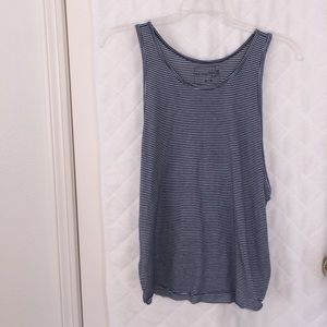 Blue and white striped muscle tank