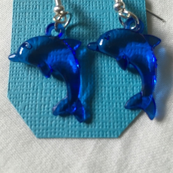 Blue dolphin earrings - Picture 2 of 4