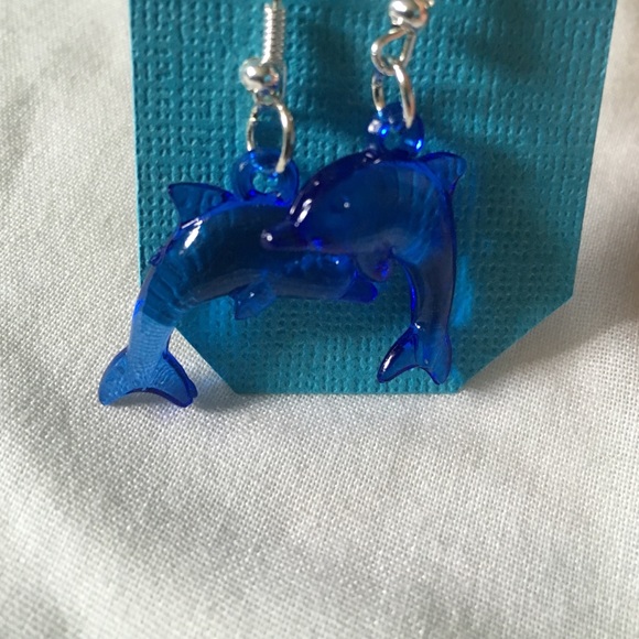 Blue dolphin earrings - Picture 3 of 4