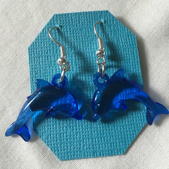 Blue dolphin earrings - Picture 4 of 4